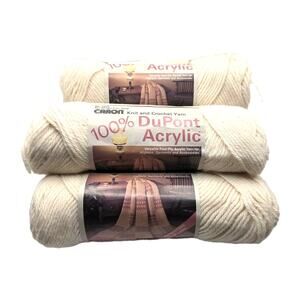 Caron Vtg Acrylic Yarn Four-Ply 0002 Winter White 3oz Five Roll Lot Smoke Free